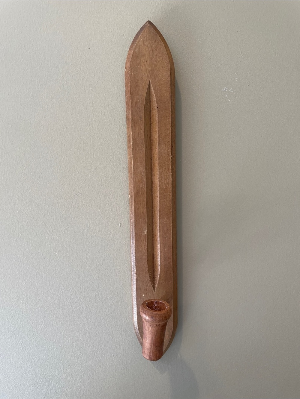 Handcrafted Wooden Wall Sconce in Warm Brown retro boho style